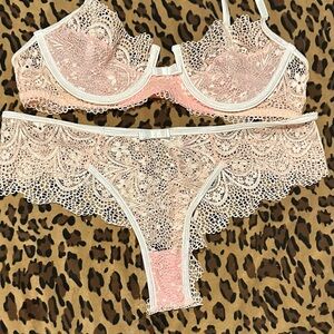 Unbranded Pink White lingerie set